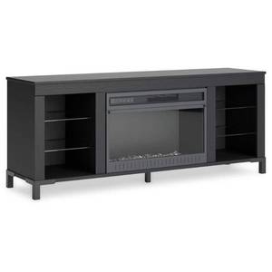 lot 21217 image: Black Electric Fireplace TV Stand Media Console- Retail $802.99