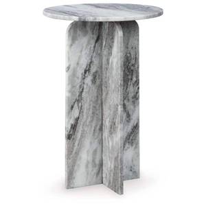 lot 21221 image: Signature Design by Ashley Round Marble End Table A4000610  Retail $189.99