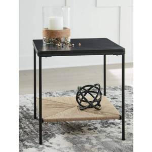 lot 21232 image: Signature Design by Ashley 20 in. Black Marble End Table  Retail $205.99