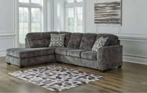 lot 21252 image: Ashley Lonoke Gunmetal Sectional Sofa  Retail $1233