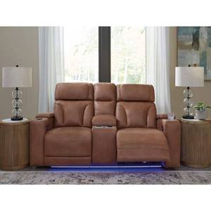 lot 21253 image: Signature Design by Ashley Wonder Waves 76in Power Reclining Loveseat  Retail $1409.85