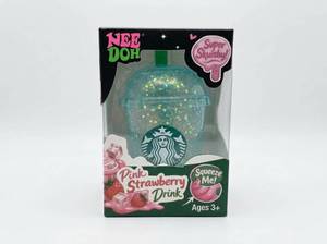 lot 63828 image: Nee Doh Pink Strawberry Drink Squishy Toy- TurquoiseTeal