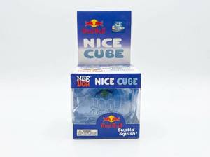 lot 63943 image: NeeDoh Nice Cube Squishy Toy - Clear Red Bull