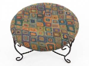 lot 25473 image: Round Decorative Stool with Geometric Pattern