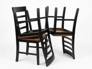lot 25475 image: Ladder Back Dining Chairs with Wood Seats, Set of 2