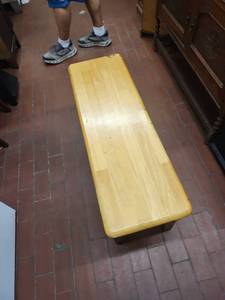 lot 25494 image: Wooden bench with Dark Wood Exterior Frame