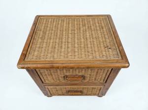 lot 25495 image: Wooden Wicker Storage Chest with Two Drawers