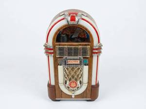lot 25499 image: Wurlitzer Jukebox Replica w mini cassette Player & Speaker