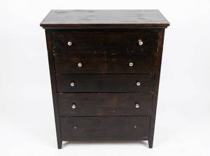 lot 25549 image: Dark Wood Chest of Drawers 5-Drawer Storage