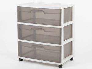 lot 25571 image: Sterilite 3-Drawer Wide Cart, Black