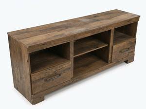 lot 25572 image: 66in Aspen Oak Dark Entertainment Center w Storage