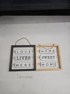 lot 62830 image: Hudson Farmhouse Wood Wall Sign Frames w Letter Tiles
