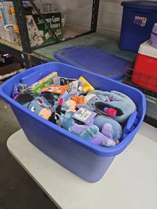 lot 62836 image: Tote of Whinnie the Pooh Eeyore Stuffed Animals and Figures