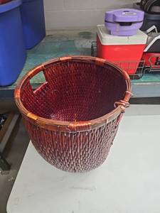 lot 62839 image: Red Woven Basket with Handles