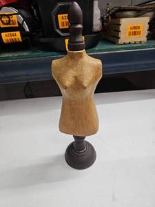 lot 62893 image: Wooden Dress Form Mannequin w Dark Wood Stand