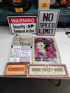 lot 62975 image: Lot of Miscellaneous Wall Decor Signs