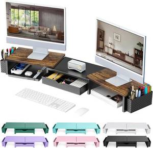 lot 5002 image: gianotter Dual Monitor Stand Riser With Drawer and 2 Pen Holders