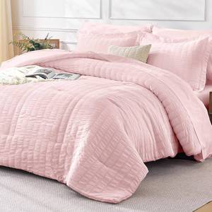 lot 5005 image: FreshCulture Comforter Set Seersucker 5-Piece Twin XL Bed in a Bag