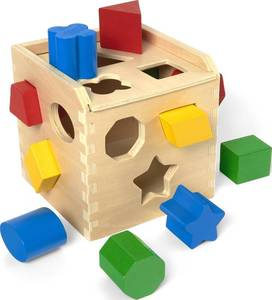 lot 5016 image: Melissa & Doug Shape Sorting Cube - Classic Wooden Toy With 12 Shapes
