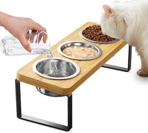 lot 5019 image: Elevated Cat Bowls - 10  Tilt Anti-Vomiting Raised Bowl with Stand