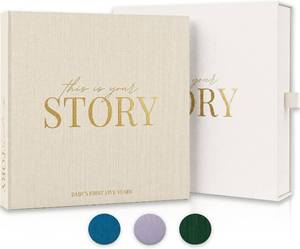 lot 5021 image: Baby Memory Book from Pregnancy to Age 5, Baby Book Keepsake, Natural