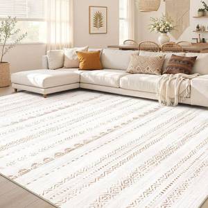 lot 5022 image: Nakagishi Boho 5x7 Area Rug Living Room Rugs Machine Washable BeigeBrown