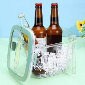 lot 5025 image: 5L Ice Cube Storage Bin with Lid and Tongs, Clear Ice Bucket for Freezer