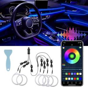 lot 5030 image: LivTee Smart LED Car Lights with USB Port, App Control, Music Sync, 6 in 1