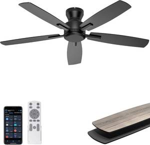 lot 5032 image: Ohniyou 52 Low Profile Ceiling Fan No Light, for IndoorCovered Outdoor