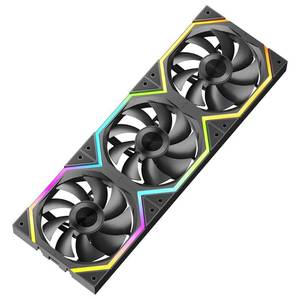 lot 5041 image: Galaxy 120mm ARGB PWM PC Case Fan, Daisy-Chain 5V RGB, Black 3-Pack