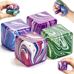 lot 5042 image: 4-Pack Slow-Rising Squishy Stress Cubes - Fidget Toys for Kids & Adults