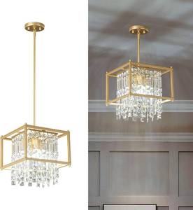 lot 5055 image: LMQNINE Modern Foyer Chandelier Black Crystal Entryway Light L11.8 x H7.9