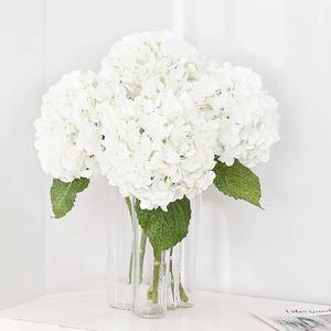 lot 5060 image: MARTINE MALL 3Pcs 21in Hydrangea Artificial Flowers, Real Touch, White