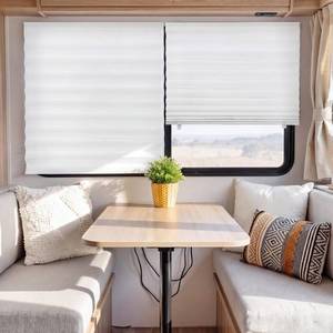 lot 5061 image: NICETOWN 2 Pcs White Pleated Shades for RV Windows 16x25 Self-Adhesive