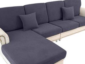 lot 5069 image: LA MEACK Couch Cushion Covers Set, 3 Pieces, Dark Grey, Stretch Slipcovers