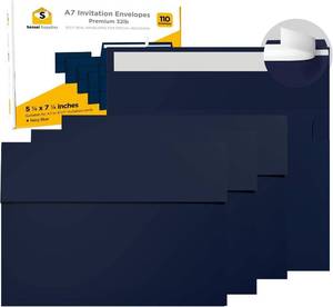 lot 5088 image: 110 5x7 Navy Blue Invitation Envelopes 5x7 Cards, Peel & Seal, Square Flap