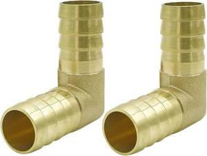 lot 5098 image: Brass 1 Hose Barb Elbow 90  Barbed Fitting (WaterFuelAir) Pack of 2