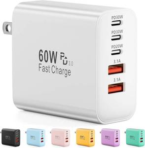 lot 5103 image: USB C Charger Block, 60W 5-Port Type C Charger Fast Charging Blocks