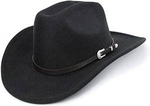 lot 5110 image: Western Cowboy Hat for Men Women Classic Fedora Hat with Buckle Belt (S-M)
