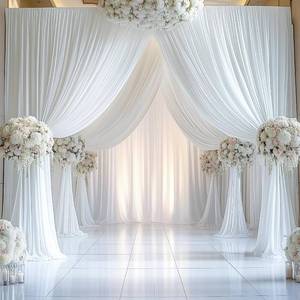 lot 5111 image: 10ftx14FT Wrinkle Free White Backdrop Curtain for Wedding Parties