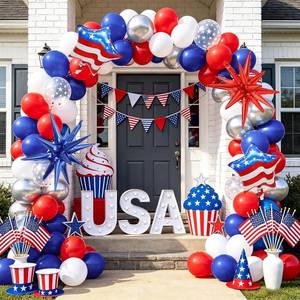 lot 5114 image: 153Pcs Red White Blue Balloon Garland Arch Kit for 4th of July