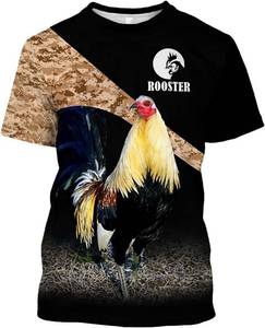 lot 5125 image: Rooster T-Shirt for Men Funny Chicken 3D Printed Vintage Crew Neck Shirts 2XL