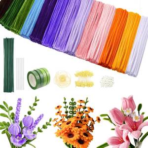 lot 5134 image: beanicus 800 PCS Pipe Cleaners Craft, 13 Colors Pipe Cleaners Flower Kit