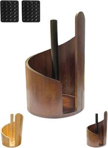 lot 5148 image: Mountain Paper Towel Holder, Natural Wood Round Base, 2 Suction Cups