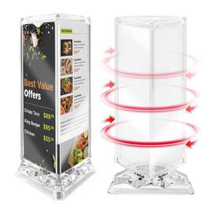 lot 5152 image: Rotating Acrylic Sign Holder with 3 Sides for Restaurant Menu, 7x3, 3-Page