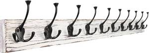 lot 5154 image: IBosins Vintage White Wall Mounted Coat Rack, 34 Long with 10 Tri-Hooks