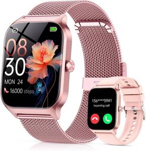 lot 5159 image: CASCHO Smart Watch for Women (2 Bands) - Bluetooth Call, AI Voice, 1.85 HD