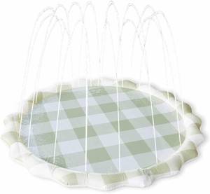 lot 5168 image: Neutral Gingham Splash Pad for Kids - Outdoor Sprinkler Water Mat Toy 67in