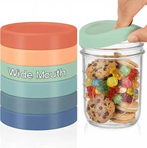 lot 5197 image: Teenyyou 6 Pcs Silicone Wide-Mouth Lids for 70 mm Mason Jars, Reusable Caps