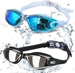 lot 5202 image: Swim Goggles Pack of 2 Anti-Fog No Leaking UV Protection Wide View
